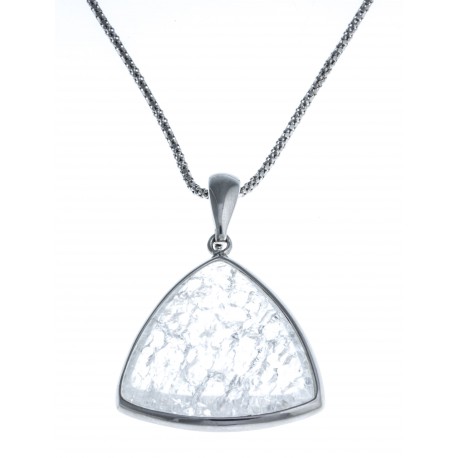 Collier argent rhodié 7,7g - quartz cristal - 45cm