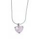 Collier argent rhodié 4,9g "cur" - quartz rose - 40cm