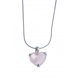 Collier argent rhodié 4,9g "cur" - quartz rose - 40cm