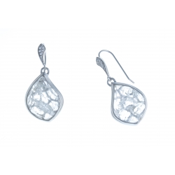 Boucles d'oreille argent rhodié 6,2g - quartz cristal - zircons