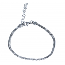 Bracelet argent rhodié 2,6g - maille popcorn - 16+3cm