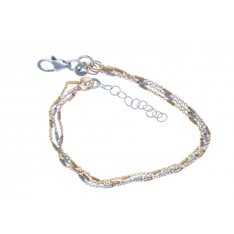 Bracelet argent rhodié 3,3g - 3 tons - 3 fils - 17+3cm