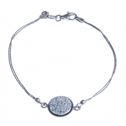 Bracelet argent rhodié 2,9g - résine blanche - 18 cm