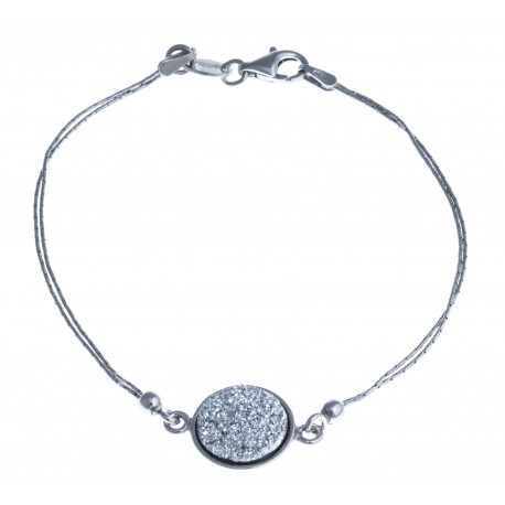 Bracelet argent rhodié 2,9g - résine blanche - 18 cm