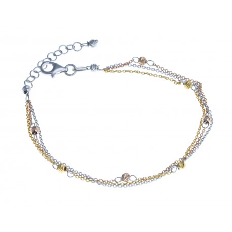 Bracelet argent rhodié 2,3g - 3 tons - 17+3cm