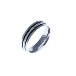 Bague argent rhodié 3,6g - 2 tons - T 52 à 68