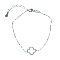 Bracelet argent rhodié 2g - zircons - 18+3,5 cm