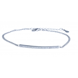 Bracelet argent rhodié 2,6g - zircons - 18+3,5 cm