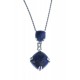 Collier argent rhodié 6g - sodalite - zircons - 45 cm