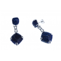 Boucles d'oreille argent rhodié 5,3g - sodalite - zircons