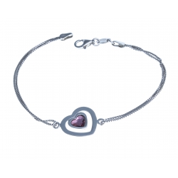 Bracelet argent rhodié 3g - cristal de swarovski violet - 18,5cm