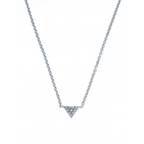 Collier argent rhodié 1,7g - zircons - 42cm