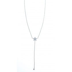 Collier argent rhodié 2,1g "étoile" - zircons - 42 cm