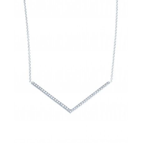 Collier argent rhodié 2,4g - zircons - 42 cm