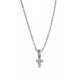 Collier argent rhodié 2,9g "croix" - zircons - 38+5cm