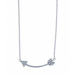 Collier argent rhodié 2,2g "flèche" - zircons - 42 cm