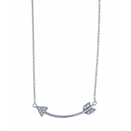 Collier argent rhodié 2,2g "flèche" - zircons - 42 cm