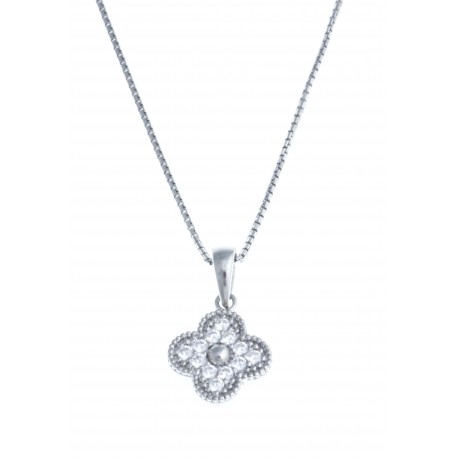 Collier argent rhodié 3,9g - zircons "coeur" - 40cm