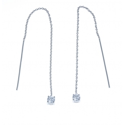 Boucles d'oreille argent rhodié 1,2g - zircons - chaine 8cm