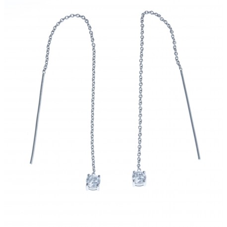 Boucles d'oreille argent rhodié 1,2g - zircons - chaine 8cm