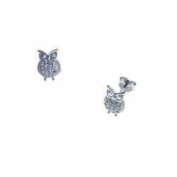 Boucles d'oreille argent rhodié 1,6g "hibou" - zircons