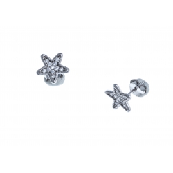 Boucles d'oreille argent rhodié 1,2g "étoile" - zircons