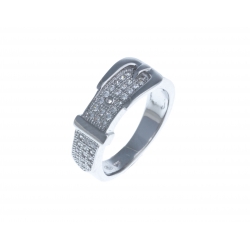 Bague argent rhodié 4,1g «ceinture» - zircons - T 50 à 60