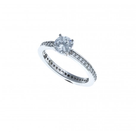 Bague argent rhodié 3,3g - zircons - T 50 à 60