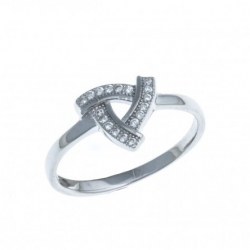 Bague argent rhodié 1,5g - zircons - T 50 à 60