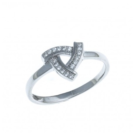 Bague argent rhodié 1,5g - zircons - T 50 à 60