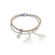 Bracelet fantaisie beige strass et pompon - 20 cm