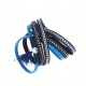 Bracelet fantaisie bleu - 2 rangs - strass - chaine argenté et cristal - 39 cm