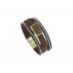 Bracelet fantaisie marron strass - finition dorée - 19,5 cm