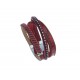 Bracelet fantaisie rouge et strass - 19,5 cm