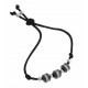 Bracelet argent rhodié 4g - céramique noire - 3 beads - zircons
