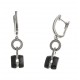 Boucles d'oreille argent rhodié 6,2g - céramique noire - zircons