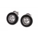 Boucles d'oreille argent rhodié 2,7g - céramique noire - zircons