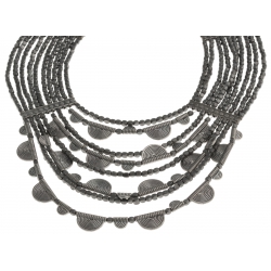 Collier fantaisie - metal argenté - 40+7 cm