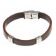 Bracelet acier - homme - cuir marron et orange - 21 cm