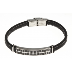Bracelet acier 2 tons noir et blanc - homme - silicone - 21 cm