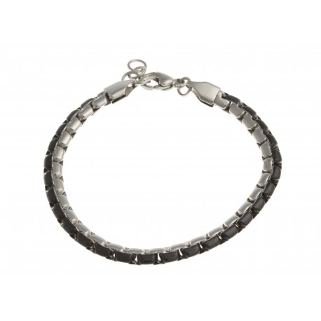 Bracelet acier 2 tons noir et blanc - 21 cm