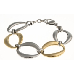 Bracelet acier 2 tons doré et blanc - 17+3 cm