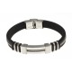 Bracelet acier - ajustable - caoutchouc noir - 21 cm