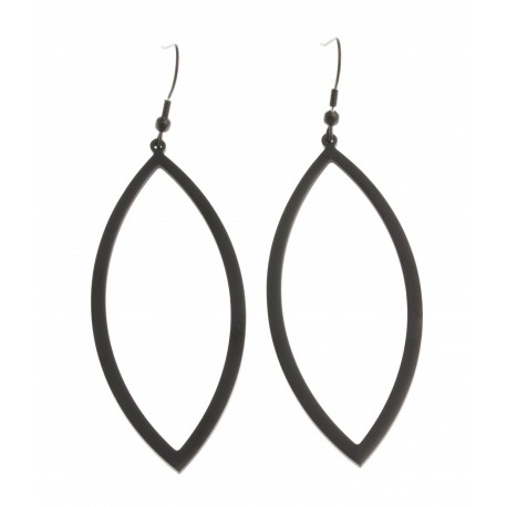 Boucles d'oreille acier noir - hauteur 70 mm