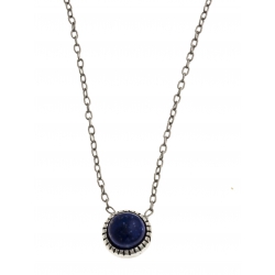 Collier argent rhodié 1,8g - lapis lazuli - 42+3 cm