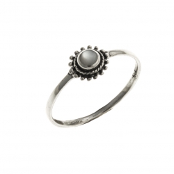 Bague argent rhodié 0,8g - nacre blanche - T50 à 60