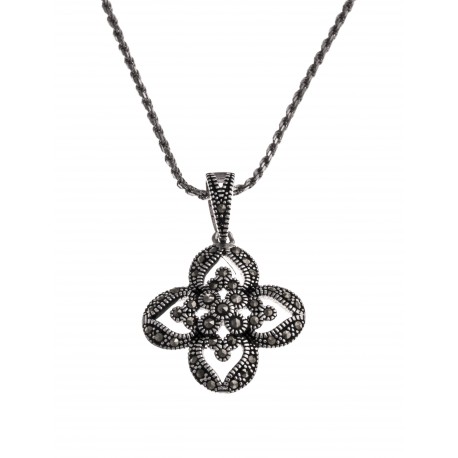 Collier argent rhodié 6,4g - marcassites - 45 cm