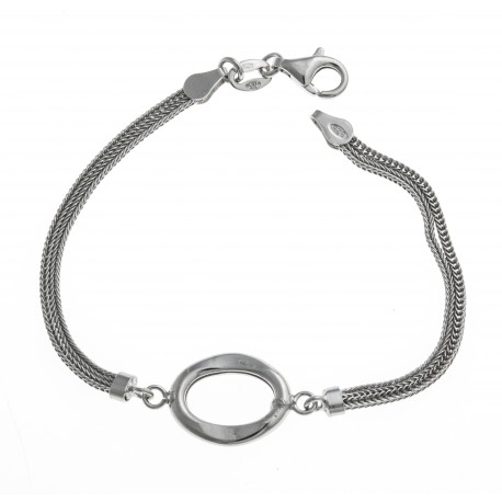 Bracelet argent rhodié 4,4g - maille queue de renard - 19 cm