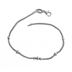 Bracelet argent rhodié 2,5g - maille queue de renard - 19 cm