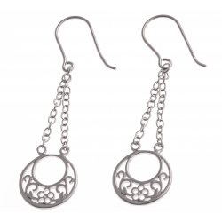 Boucles d'oreille argent rhodié 2,4g - chaine 2 cm